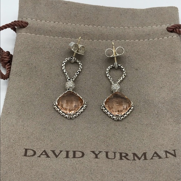David Yurman Morganite Cushion on Point Earrings